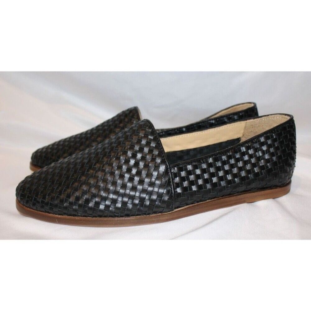 NISOLO MEN'S ALEJANDRO WOVEN LEATHER SLIP ON SHOES BLACK SZ‎ 8.5 NIB $190